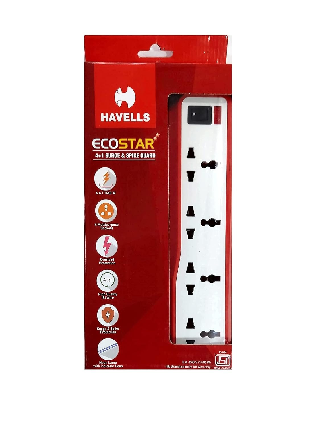 Havells Surge Protector 6A 6 Socket